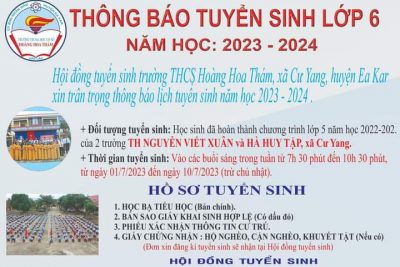 THÔNG BÁO LỊCH TUYỂN SINH NĂM HỌC 2023 – 2024