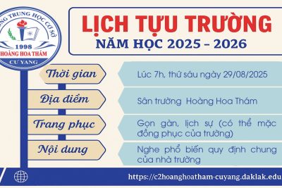 LỊCH TỰU TRƯỜNG NĂM HỌC 2025 – 2026