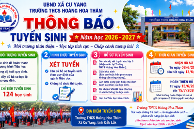 THÔNG BÁO TUYỂN SINH LỚP 6 NĂM HỌC 2026 – 2027